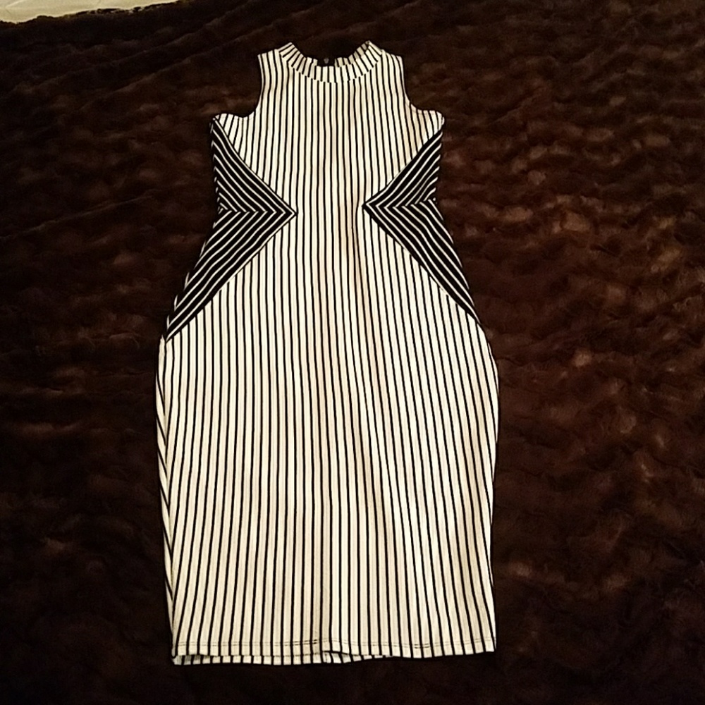 Black & White Striped Bodycon Dress